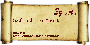 Szénásy Anett névjegykártya