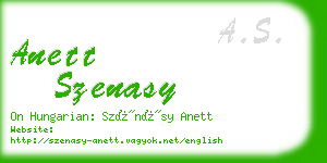 anett szenasy business card